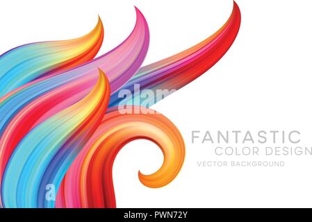 Zusammenfassung Hintergrund mit Farbe fantastische Wellen und floralen Schriftrollen. Modernes, farbenfrohes flow Poster. Wave flüssigen Form. Art Design für Ihr Design Projekt. Vector Illustration Stock Vektor