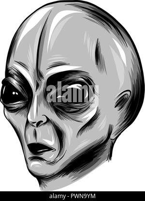 Abbildung: Alien face Vektor in weißer Hintergrund Stock Vektor