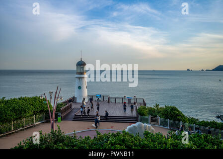 Leuchtturm am Haeundae Dongbaekseom Insel, Busan Stockfoto