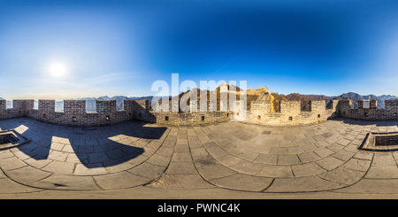 360 Grad Panorama Ansicht von Die große Mauer von China, Juyongguan Pass