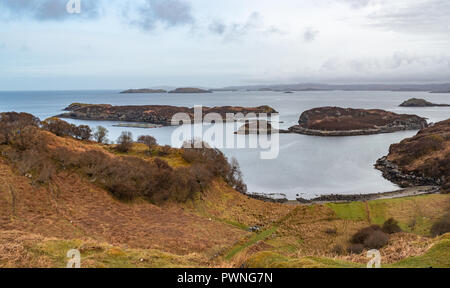 Inseln in der Bucht von Drumbeg, Sutherland, Ross-shire, Schottland, Großbritannien Stockfoto