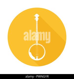 Banjo - Nationale Amerikanische Musik Instrument, Vektor Symbol Runde Form isoliert auf Weiss. Mehr Musikinstrumente in meinem Portfolio. Stock Vektor