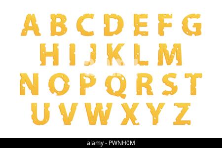Vektor Alphabet der Käse gemacht, Vector Icons isoliert auf weißem Stock Vektor