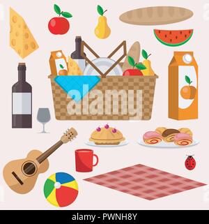 Für Picknick und Camping. Vector Illustration auf das Thema Tourismus und Erholung. Stock Vektor