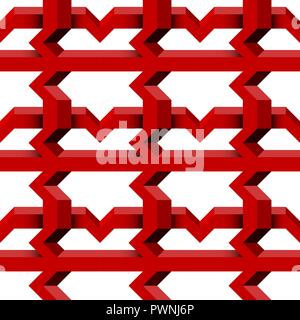 Rotes Raster. Zusammenfassung nahtlose geometrischen 3D-Muster Stock Vektor