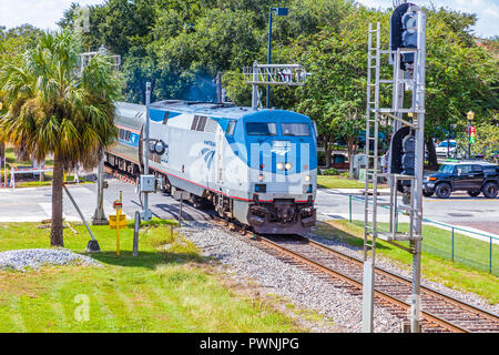 An der Kreuzung an der Union Station Depot und Zug diese Plattform in Plant City Florida in den Vereinigten Staaten Stockfoto