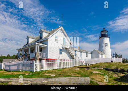 Pemaquid Point Light ist ein historischen US-Leuchtturm in Bristol, Lincoln County, Maine in Pemaquid Point Light Park und beinhaltet die Fischer Stockfoto