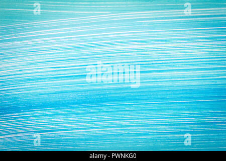 Abstrakte gebürstet Cyan handgemalt Acryl Hintergrund, kreative abstrakte hand Hintergrund gemalt, close-up Fragment der Acrylmalerei auf Papier mit Stockfoto
