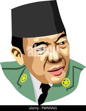 1 Präsident der Republik Indonesien - Soekarno Stock Vektor