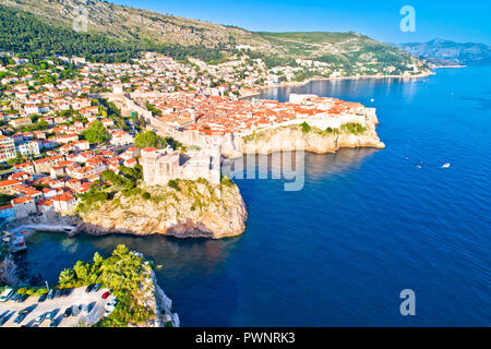 Historische Stadt Dubrovnik Antenne Panoramablick, Kvarner Region von Kroatien Stockfoto