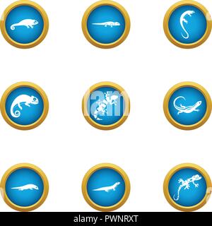 Lebendgebärenden Eidechse Symbole, flacher Stil Stock Vektor