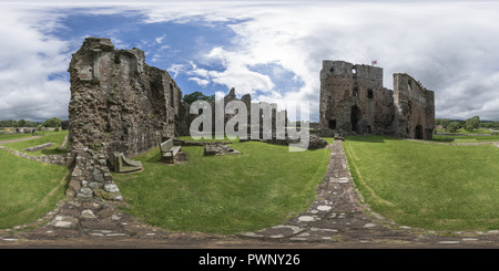 360 Grad Panorama Ansicht von Brougham Castle Ruins, Cumbria