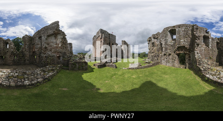 360 Grad Panorama Ansicht von Brougham Castle Torhaus Ruinen, Cumbria