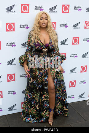 London, Großbritannien, 17. Oktober 2018. Die Rundhaus-Chalk Farm Stefflon Don kommt bei den Q Awards 2018 in Verbindung mit Absolute Radio People in Bild: Stefflon Don Kredit: Dean Fardell / Alamy Live News Feed/Alamy Live News Stockfoto