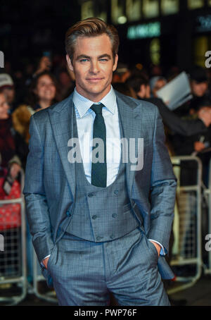 London, Großbritannien. 17. Oktober, 2018. Chris Pine besucht die Outlaw König" Premiere, BFI London Film Festival, Großbritannien - 17 Okt 2018 Quelle: Gary Mitchell, GMP-Media/Alamy leben Nachrichten Stockfoto
