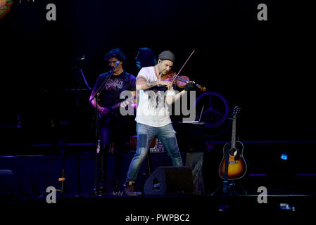 Geiger David Garrett führt auf dem Palalottomatica in Rom auf der ersten italienischen Datum seiner explosiven Tour. Stockfoto