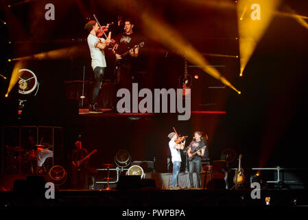 Geiger David Garrett führt auf dem Palalottomatica in Rom auf der ersten italienischen Datum seiner explosiven Tour. Stockfoto