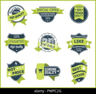 Grünes Marketing Labels (5) Vector Illustration Stock Vektor