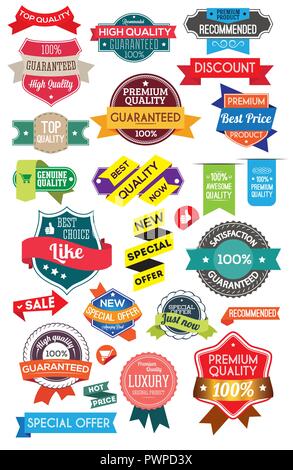 Einstellen des Handels Aufkleber und Etiketten für Marketing Stock Vektor
