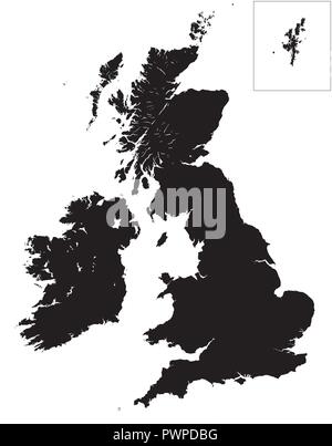 High Detail Karte von Großbritannien und Irland Vector Illustration für Ihr Design Stock Vektor