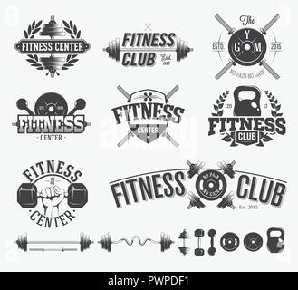 Typografische Fitness Embleme Vorlage für Ihr Logo Design Stock Vektor
