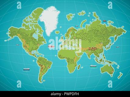 Bunte Welt Karte Vector Illustration für Ihr Design Stock Vektor