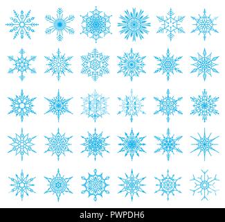 Satz von 36 Schneeflocken, Vector Illustration für Ihr Design Stock Vektor