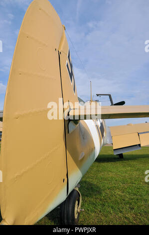 Hispano HA-1112 Buchon, Spanisch gebautes Messerschmitt Bf109 Me109 Luftwaffe Jagdflugzeug. Heck, Heckplane und Ruder Stockfoto