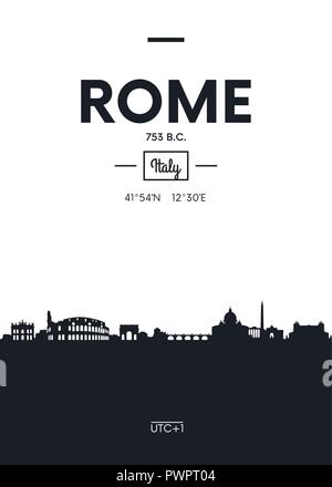 Poster Skyline der Stadt Rom, Flacher Stil Vector Illustration Innenarchitektur design Stock Vektor