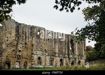 Die Ruinen von Easby Abbey/St Agatha's Abbey in der Nähe von Richmond in Yorkshire. Stockfoto