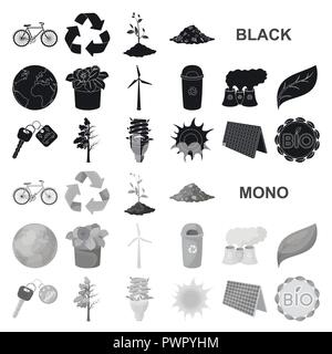 Atmosphäre, Fahrrad, bio, schwarz, können, Auto, sauber, Sauberkeit, Sammlung, Design, trocken, dump, Erde, öko, ökologisch, Ökologie, Energie, Anlagen, Blume, fluoreszierend, voll, Garbage, Grün, Hälfte, Icon, Illustration, isoliert, Schlüssel, Label, Lampe, Blatt, Ernährung Umwelt, Panel, Anlage, Umweltverschmutzung, Topf, Verarbeitung, Produkt, Wiederverwertung, Recycling, Satz, Zeichen, Solar, sprießen, Sonne, Symbol, Baum, Turbine, Vector, Vektor, Vektoren, Stock Vektor