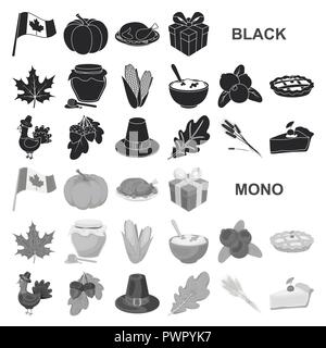 Kanada Thanksgiving Day schwarze Symbole in der Sammlung für Design. Kanada und Tradition vektor Symbol lieferbar Abbildung. Stock Vektor
