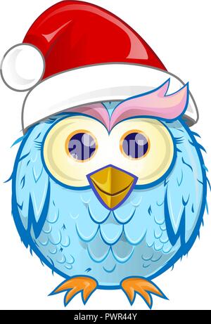 Weihnachten owl Karikatur auf weißem Hintergrund Stock Vektor