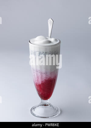 INDIAN DESSERT/FALOODA MIT MILCH, rose Sirup & Vanille Eis Stockfoto