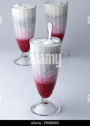 INDIAN DESSERT/FALOODA MIT MILCH, rose Sirup & Vanille Eis Stockfoto