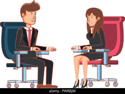 Business Paar in Stuhl Büro Vector Illustration Design sitzen Stock Vektor