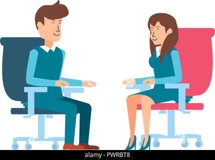 Business Paar in Stuhl Büro Vector Illustration Design sitzen Stock Vektor