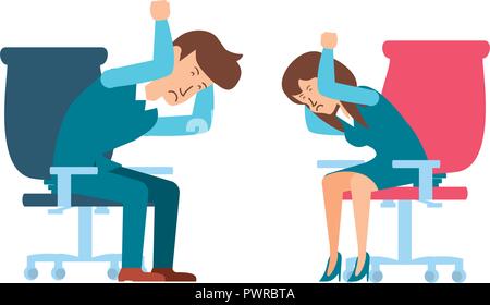 Business Paar in Stuhl Büro Vector Illustration Design sitzen Stock Vektor