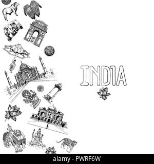 Hand gezeichnete Skizze stil Indien thematische Objekte. Vector Illustration. Stock Vektor