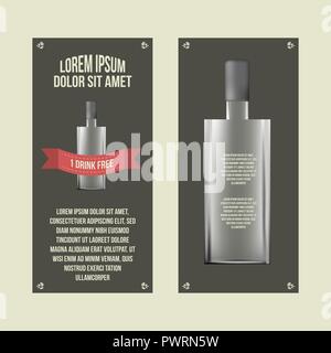 Vintage Alkohol Flyer mit der Glasflasche Stock Vektor