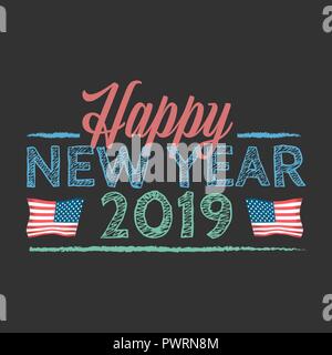 Neues Jahr 2019 vector Anmelden Vintage Style Stock Vektor