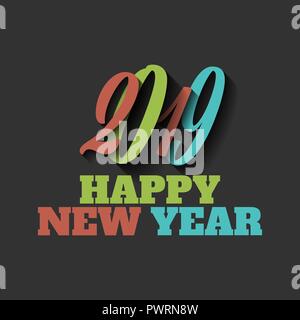 Frohes Neues Jahr 2019 vector Zeichen auf schwarzem Hintergrund Stock Vektor