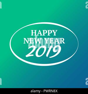 Frohes Neues Jahr 2019 vector Zeichen auf der Farbverlauf Hintergrund Stock Vektor