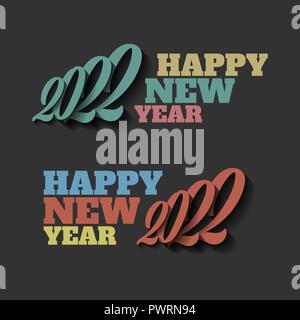 Frohes Neues Jahr 2022 vector Zeichen auf schwarzem Hintergrund Stock Vektor
