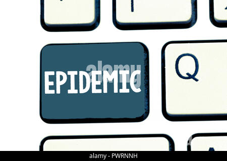 Text Zeichen angezeigt Epidemie. Konzeptionelle Foto weit verbreitete Auftreten einer ansteckenden Krankheit in einer Gemeinschaft. Stockfoto