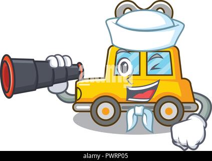 Sailor mit Fernglas cartoon Uhrwerk Spielzeugauto für Geschenk Stock Vektor