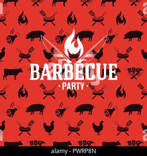 Grill Logo rot, nahtlose Muster, Vector Illustration Vorlage für Ihr Logo Design Stock Vektor