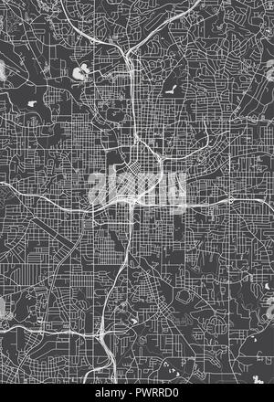 Stadtplan Atlanta, monochrome detaillierten Plan, Vector Illustration detaillierten Plan der Stadt, Flüsse und Straßen Stock Vektor