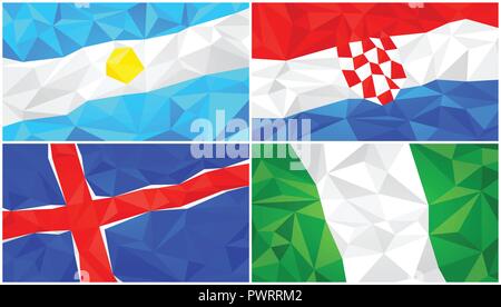 Low-poly-Flag, abstrakte polygonalen dreieckige Hintergrund 4 Vorlage für Ihr Design Stock Vektor