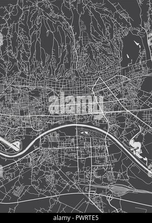 Zagreb Stadt Plan, detaillierte Vektorkarte detaillierten Plan der Stadt, Flüsse und Straßen Stock Vektor